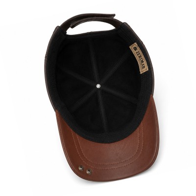Casquette en Cuir avec Détail Décoratif et Fermeture Réglable