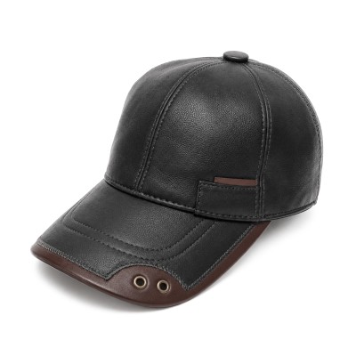 Casquette en Cuir avec Détail Décoratif et Fermeture Réglable