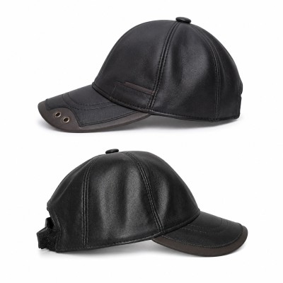 Casquette en Cuir avec Détail Décoratif et Fermeture Réglable