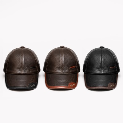 Casquette en Cuir avec Détail Décoratif et Fermeture Réglable