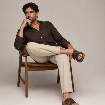 Sandale ouverte en cuir modèle CAPRIOS