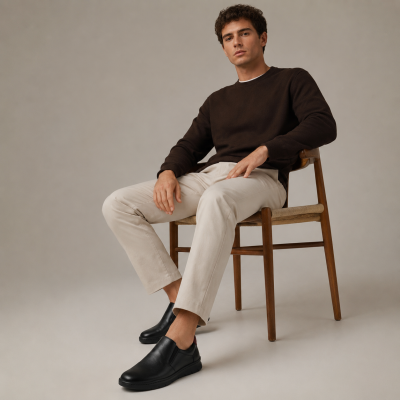 Chaussures en cuir modèle BRUMA avec fermeture élastique