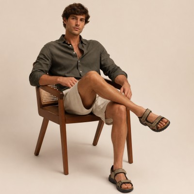 Sandales en cuir STONE avec fermeture velcro