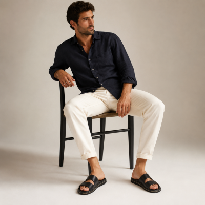 Sandale en cuir ajustable avec velcro modèle JOUSKA