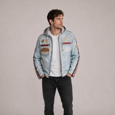 Veste en cuir avec patchs - BOLLWO