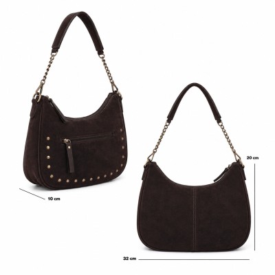 Sac en daim à doubles anses et clous 32x20x10 cm