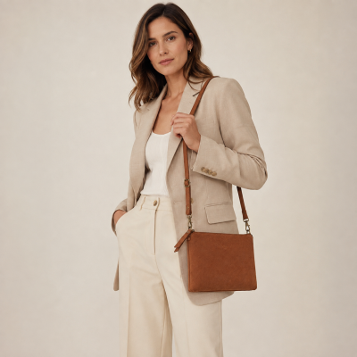 Sac bandoulière en daim avec anse 27x18 cm ONZA