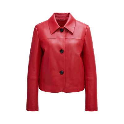 Veste en cuir boutonnée avec col classique BELLY