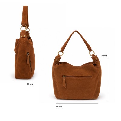 Sac en daim à doubles anses 33x24x11 cm POVE