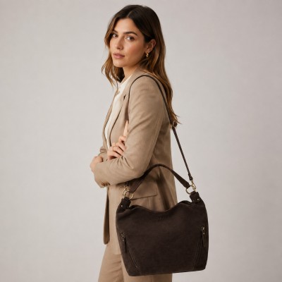 Sac en daim à doubles anses 33x24x11 cm POVE