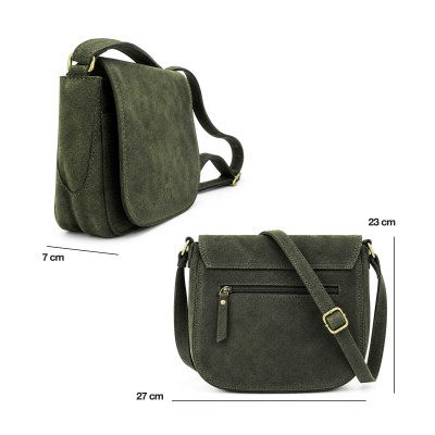 Sac bandoulière en daim avec anse 27x23x7 cm LOLA