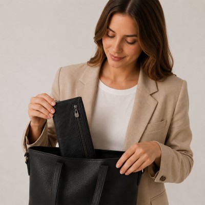 Portefeuille multi-usages en cuir 19x9,5 cm