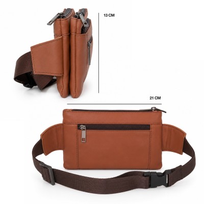 Sac banane rectangulaire en cuir avec sangle réglable 21x13 cm