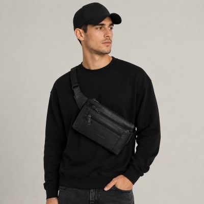 Sac banane rectangulaire en cuir avec sangle réglable 21x13 cm