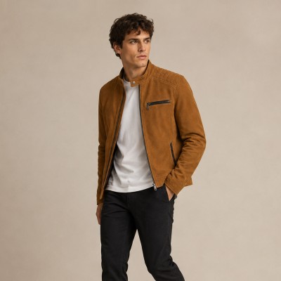 Veste en daim avec fermeture éclair modèle LEIVA