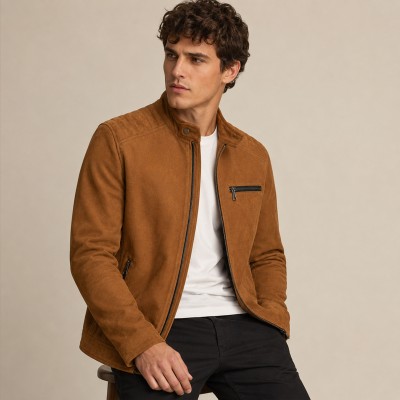 Veste en daim avec fermeture éclair modèle LEIVA