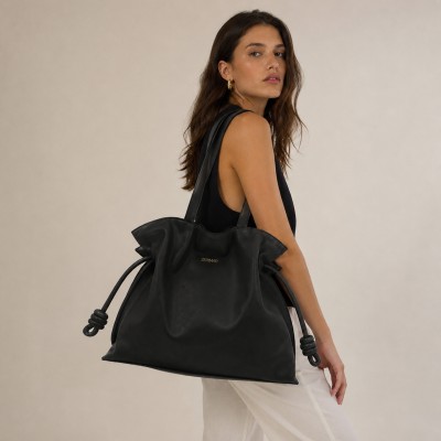 Grand sac clutch porté épaule en cuir 40x30x14 cm