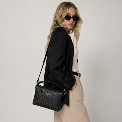 Sac à main en cuir tressé à double anses 25x17x9 cm
