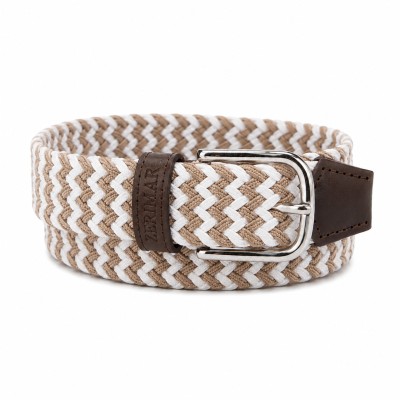 Ceinture tressée élastique avec détails en cuir PRINT