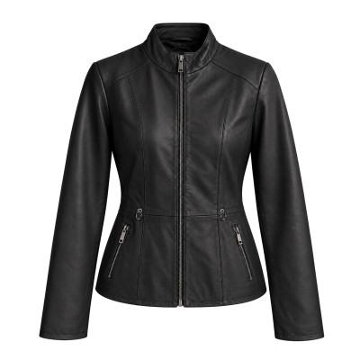 Veste en cuir avec fermeture éclair modèle BARNA