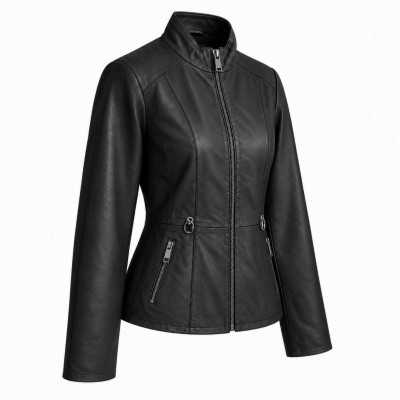 Veste en cuir avec fermeture éclair modèle BARNA
