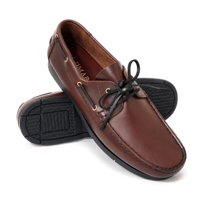 Chaussures bateau en cuir à lacets modèle HAMPTON