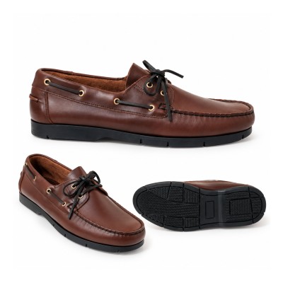 Chaussures bateau en cuir à lacets modèle HAMPTON