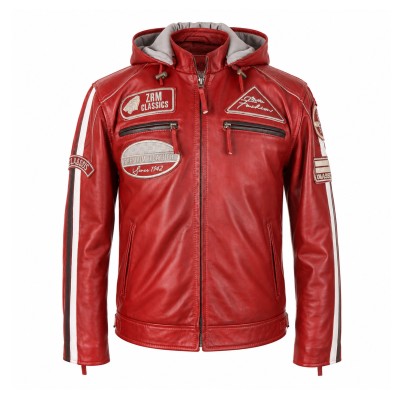 Veste en cuir avec patchs - BOLLWO