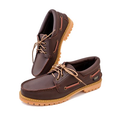 Chaussures bateau en cuir à lacets modèle KANCHEN