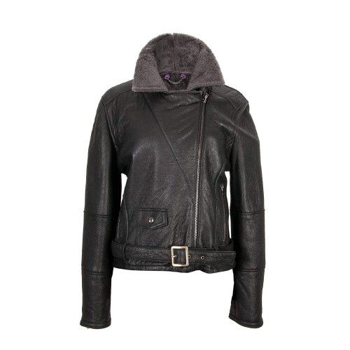 Veste en cuir double face pour femme couleur noir Zerimar - 1