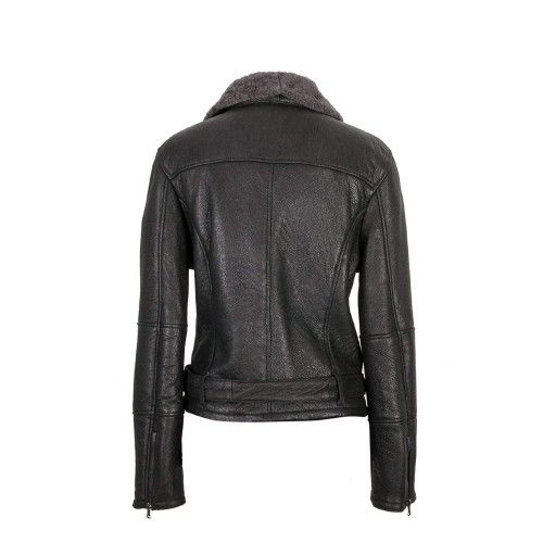 Veste en cuir double face pour femme couleur noir Zerimar - 1
