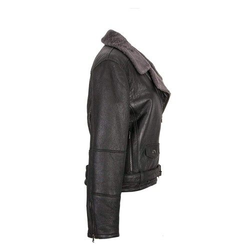 Veste en cuir double face pour femme couleur noir Zerimar - 1