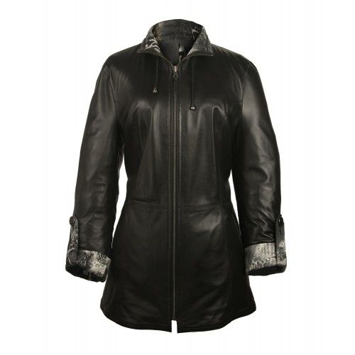 Veste longue en cuir réversible avec fermeture éclair Zerimar - 5