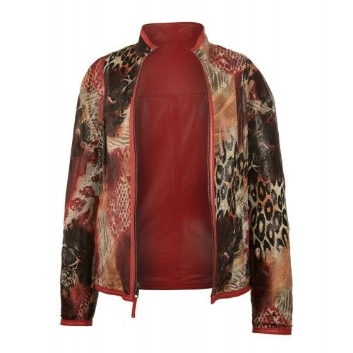 Veste courte en cuir réversible avec zip