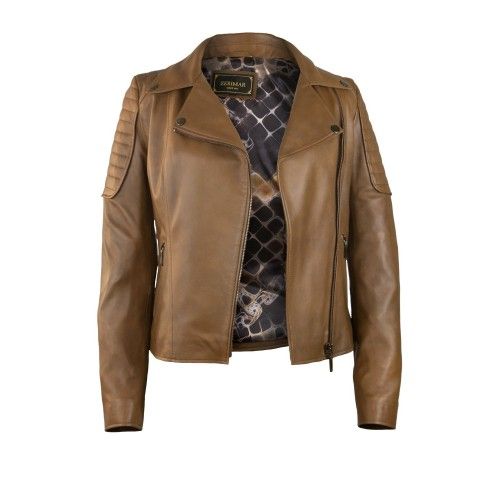 Veste en cuir style motard avec épaules rembourrées pour femme Zerimar - 4