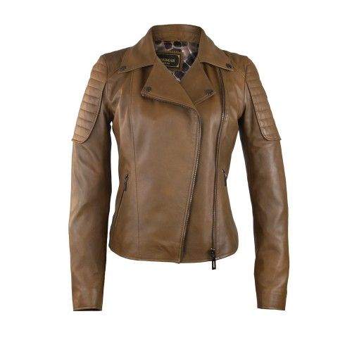 Veste en cuir style motard avec épaules rembourrées pour femme Zerimar - 4