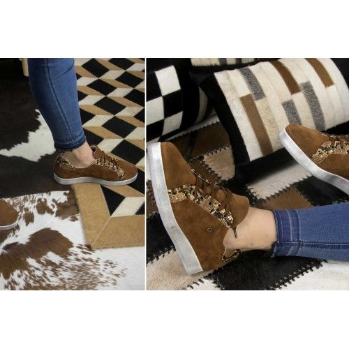 Sneakers en cuir coloré avec imprimé python Zerimar - 5