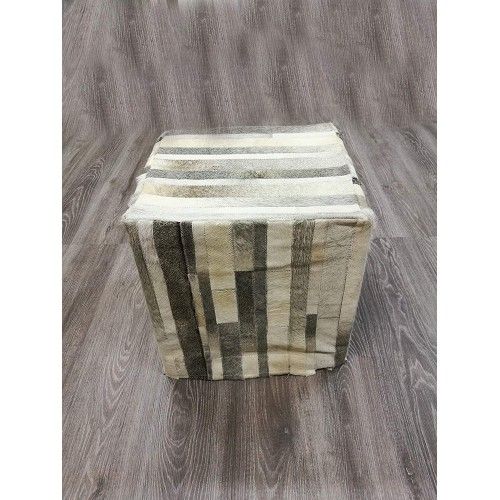 Tabouret pouf avec de la peau de vache naturelle 45x45x45 cm Zerimar - 1