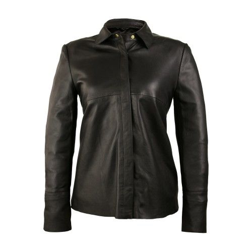 Veste en cuir noir avec fermeture à clip Zerimar - 1