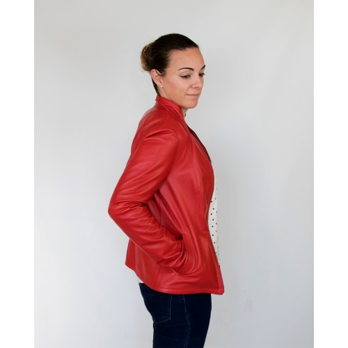 Veste courte en cuir réversible avec zip