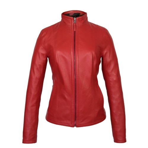 Veste courte en cuir réversible avec zip