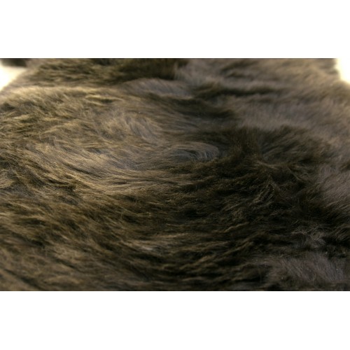 Tapis en agneau naturel 100x70 cm marron foncé et blanc Zerimar - 1